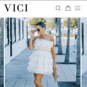 LILLE STRAPLESS TULLE MINI DRESS - CREAM, Size Small NEVER WORN